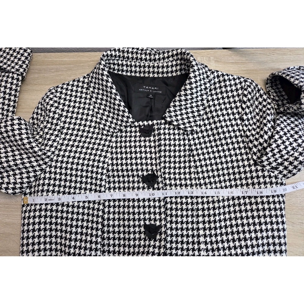 Tahari ASL‎ Levine Black Houndstooth Longline Blazer Jacket Size 10 Coat - Picture 4 of 5
